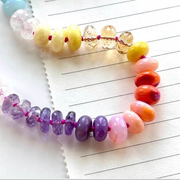 8 mm Rainbow 🌈 necklace- comes in different length -length is up to 24” - Picture 2 of 4